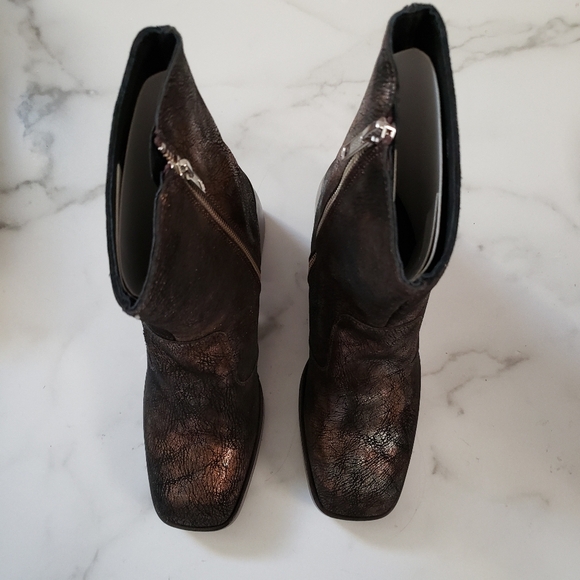 Free People Ruby Platform Ankle Boots Bootie Neutral Metallic Leather - Picture 4 of 7